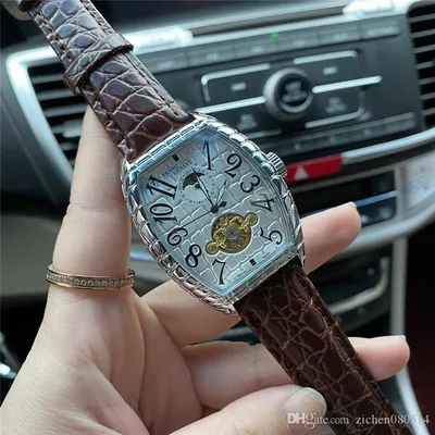 Fashion Good quality Brand Watches Men's Tonneau style Mechanical Leather strap wrist Watch Muller FM04