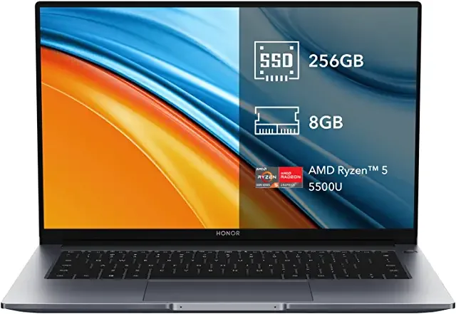 HONOR MagicBook 14 Ordinateur Portable Windows 11, PC Portable Chassis Métal, RAM 8Go, SSD 256Go, AMD Ryzen 5 5500U, 14…